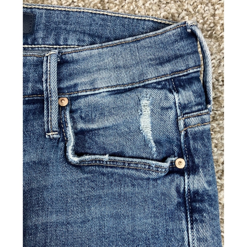 Mother The Runaway Popism Blue Flare Jeans Raw Hem High Rise Size 24 Made in USA - Picture 5 of 15